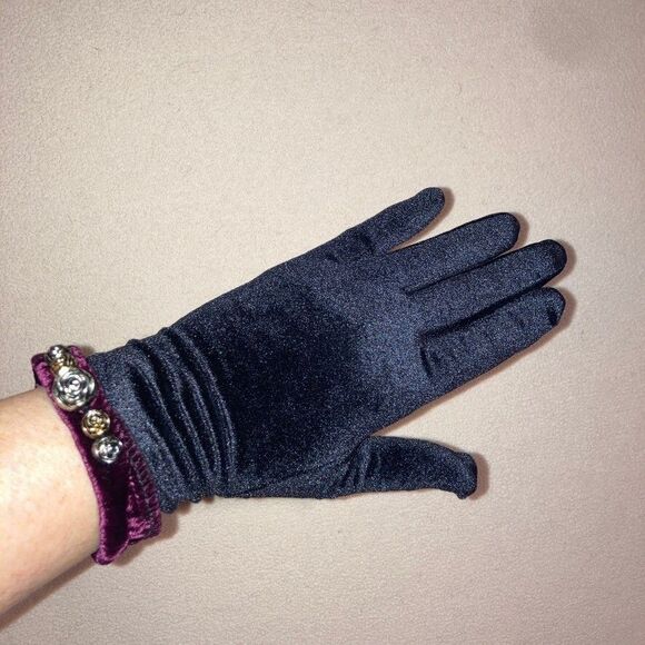Vtg Ganteb's Silk Blend Scarf and Glove Set Made in France Burgundy Black Velvet - Picture 10 of 14